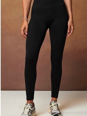 Fabletics Black Ribbed High-Waist Compression Leggings